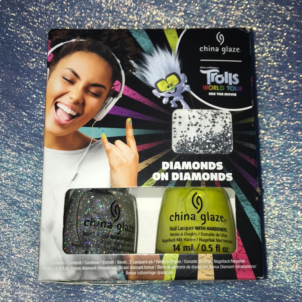 3/$25 China Glaze Trolls World Tour Diamonds on Diamonds Holographic Nail Kit